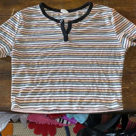 Shein shimmer stripe crop top - small​ - Picture 1 of 4